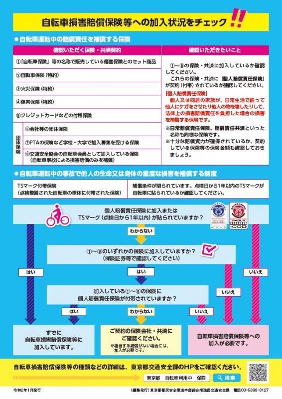 写真：自転車保険リーフレットその2（東京都都民安全推進本部発行）