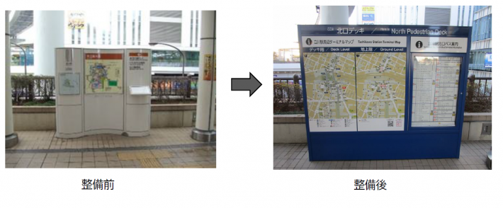 写真：案内サインの前後比較