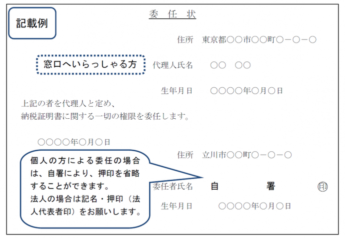 イラスト：委任状記載例