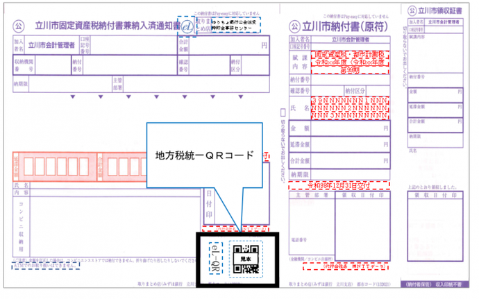 イラスト：統一QRコード付き納付書