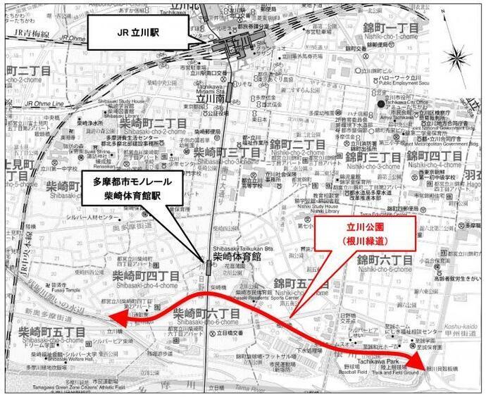 地図：根川緑道周辺案内図