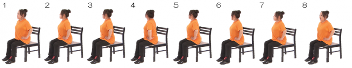 写真：体幹ストレッチ（ひねり）座る