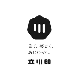 イラスト：立川印ロゴマーク（モノクロ・タグ中央）