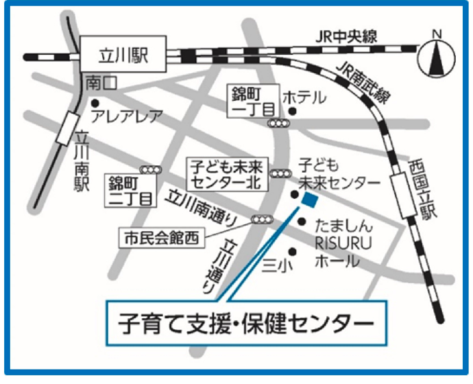 子育て支援・保健センターの地図