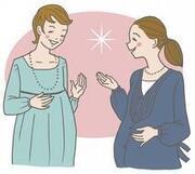 イラスト：妊婦どおしで話をしている様子
