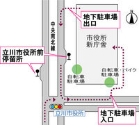地図：駐車場、自転車・バイク駐車場案内図