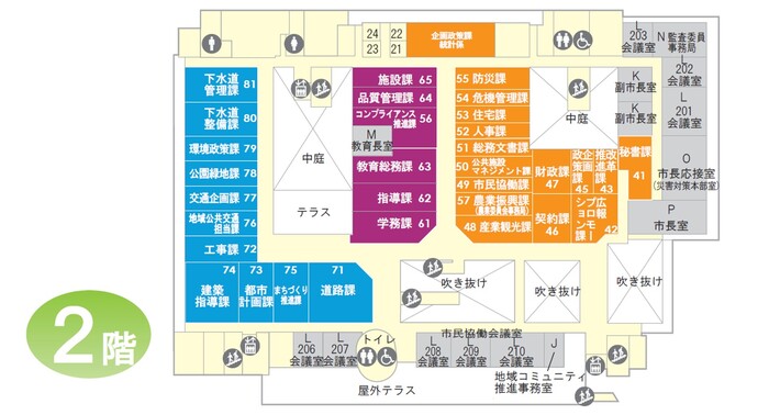 イラスト：本庁舎フロアマップ2階