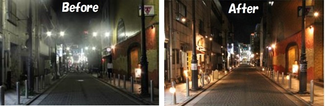 写真：夜間景観照明実験1