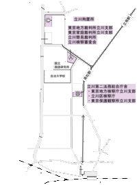 地図：裁判所庁舎などの各施設の案内図