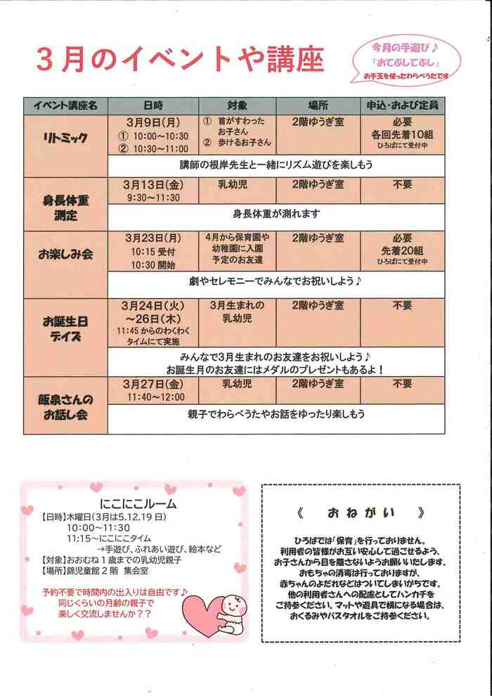 写真：にしき子育てひろば3月（うら）
