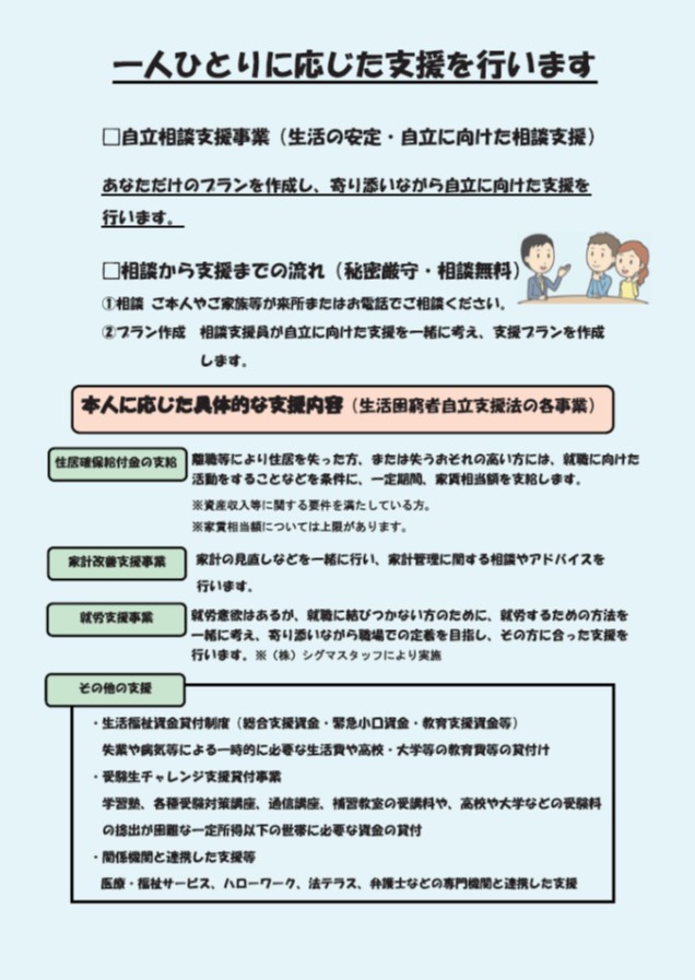 立川市くらし・しごとサポートセンターチラシ裏