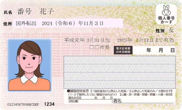 国外転出後に交付申請したカード