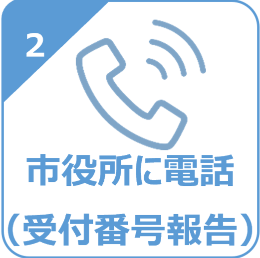 2.市役所に電話（受付番号報告）