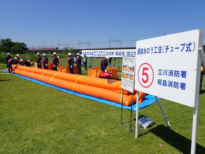 写真：連結土のう工法チューブ式